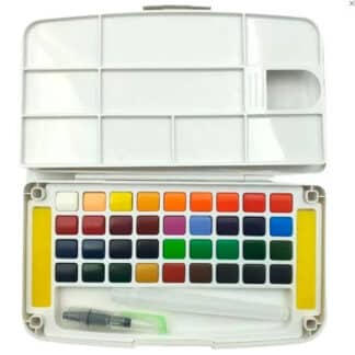 Набір акварельних фарб 36 кольорів у пластиковому пеналі з пензликом «Chroma» Marco 1050-36AB