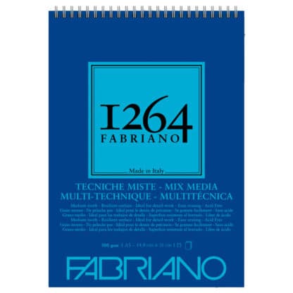 Альбом для малювання Mixed Media на спіралі «1264» А5 (14,8х21 см) 300 г/м.кв. 15 аркушів Fabriano