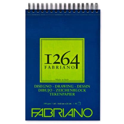 Альбом для малювання на спіралі по короткій стороні «1264» А5 (14,8х21 см) 180 г/м.кв. 30 аркушів Fabriano
