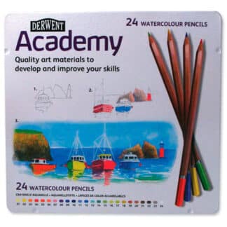 Набір акварельних олівців Academia watercolor 24 кольори в металевій коробці Derwent