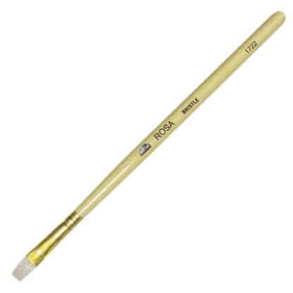 Кисточка «Rosa» 1722 Щетина плоская №04 длинная ручка белый ворс