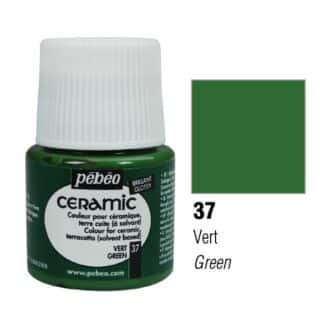 Фарба-емаль лакова непрозора 037 Зелений 45 мл Ceramic Pebeo