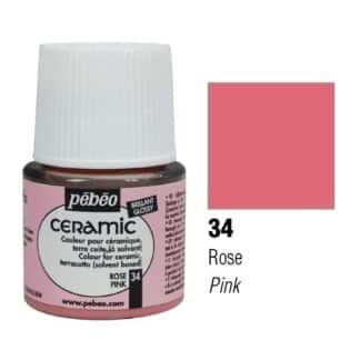Фарба-емаль лакова непрозора 034 Рожевий 45 мл Ceramic Pebeo