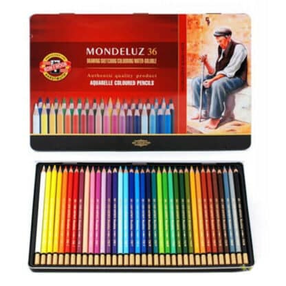 Набір акварельних олівців Mondeluz 36 кольорів в металевій коробці Koh-i-Noor