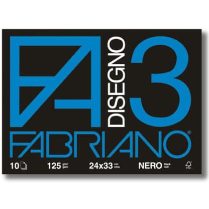 04001017 Альбом для пастели Disegno 3 nero 24х33 см 125 г/м.кв. 10 листов Fabriano Италия