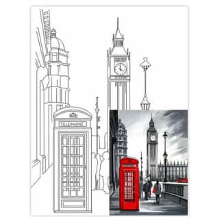 Холст на картоне с контуром 30х40 см Города «Лондон» 4202 Rosa Talent