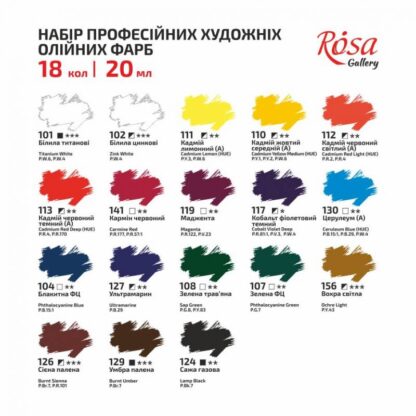 Набір олійних фарб Rosa Gallery 18 кольорів по 20 мл 131005