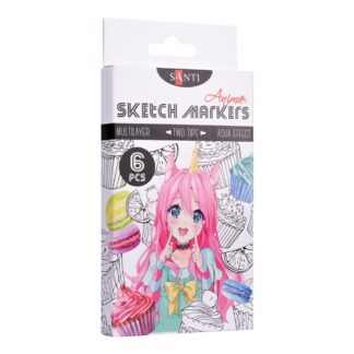 Набір маркерів «SANTI sketch» «Anime», 6 шт./уп. 390550
