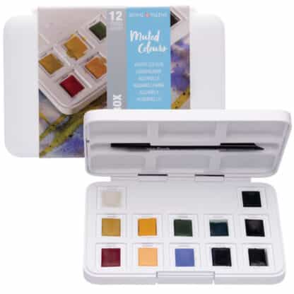 Набір акварельних фарб Van Gogh 12 кольорів кювета (з пензлем) Muted colours Pocket box Royal Talens