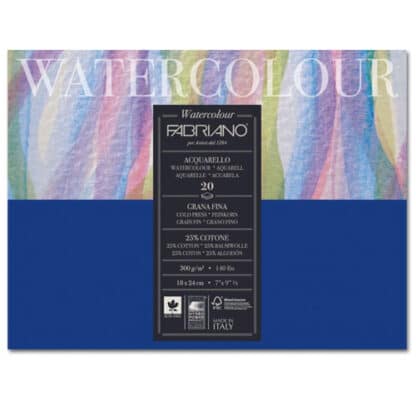 73611824 Альбом для акварелі Watercolour 18х24 см 300 г/м.кв. 20 аркушів склейка з 4 сторін Fabriano Італія