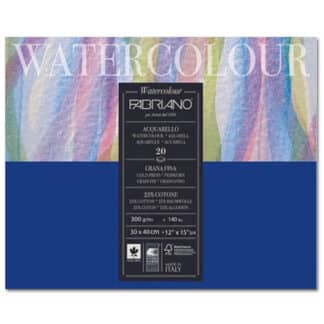 73613040 Альбом для акварелі Watercolour 30х40 см 300 г/м.кв. 20 аркушів склейка з 4 сторін Fabriano Італія