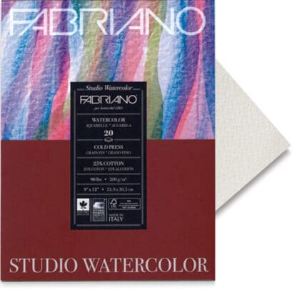 72612020 Альбом для акварели Watercolour 20х20 см 200 г/м.кв. 20 листов склейка с 4 сторон Fabriano Италия