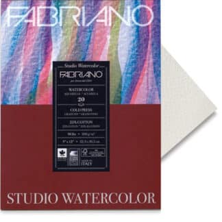 72612432 Альбом для акварели Watercolour 24х32 см 200 г/м.кв. 20 листов склейка с 4 сторон Fabriano Италия