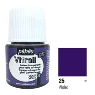 Краска по стеклу и металлу лаковая прозрачная Vitrail 025 Фиолетовый 45 мл Pebeo