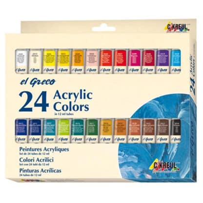 Набор акрилових фарб 24 кольори по 12 мл El Greco в тубах, глянцеві, картон KR-28253 C.KREUL