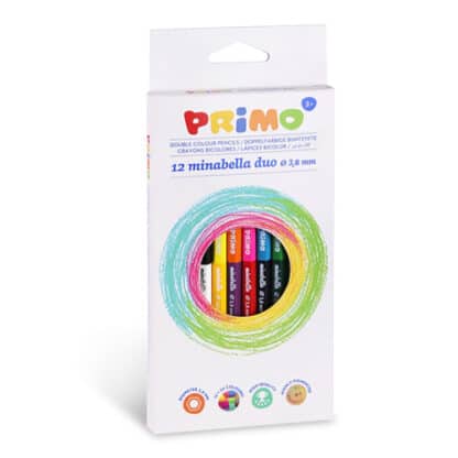 Набор цветных карандашей двухсторонних Minabella DUO 12 цветов в картонной коробке Primo Италия