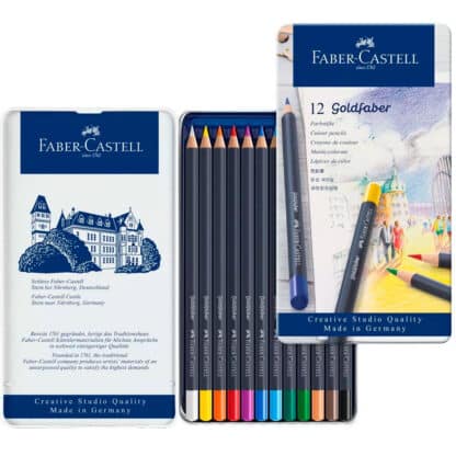 Набор цветных карандашей Goldfaber 12 цветов в металлической коробке Faber-Castell