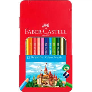 Набір кольорових олівців «Замок» 12 кольорів в металевій коробці Faber-Castell