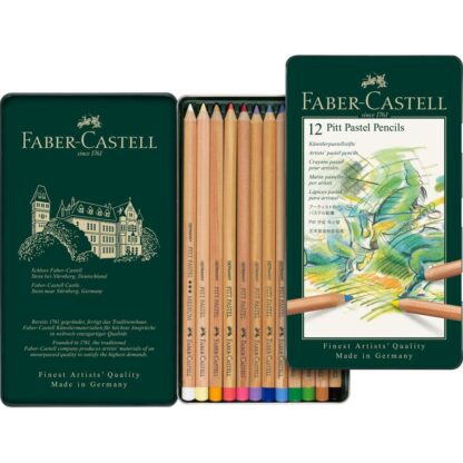 Набор пастельных карандашей Pitt 12 штук в металлическом пенале Faber-Castell