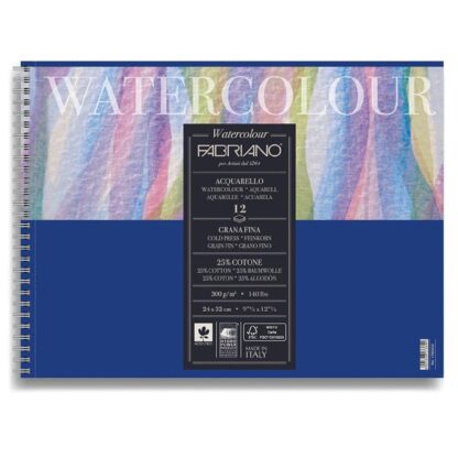 17662432 Альбом для акварели Watercolour 24х32 см 300 г/м.кв. 12 листов на спирали Fabriano Италия
