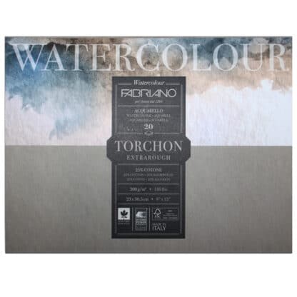 19100276 Альбом для акварели Watercolour Torchon Extra Rough 23х30,5 см 300 г/м.кв. 20 листов Fabriano Италия
