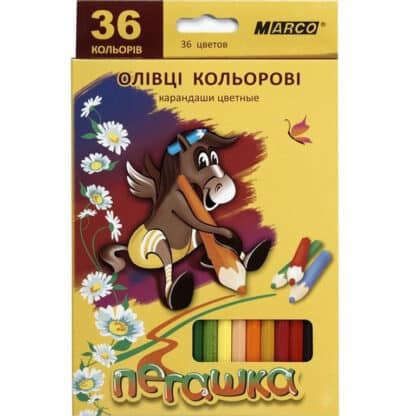 1010-36CB Олівці кольорові 36 кольорів шестигранні Пегашка Marco