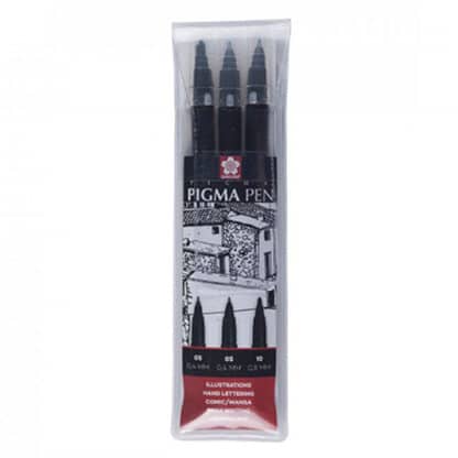 POXFVK-P3#49  Набор линер-ручка Pigma Pen, черный, 3 шт   Sakura