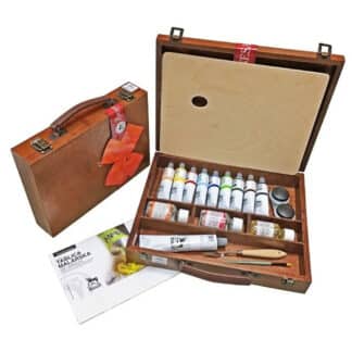 Подарочный набор масляных красок 9 цветов по 60 мл деревянный ящик (32х38 см) Renesans